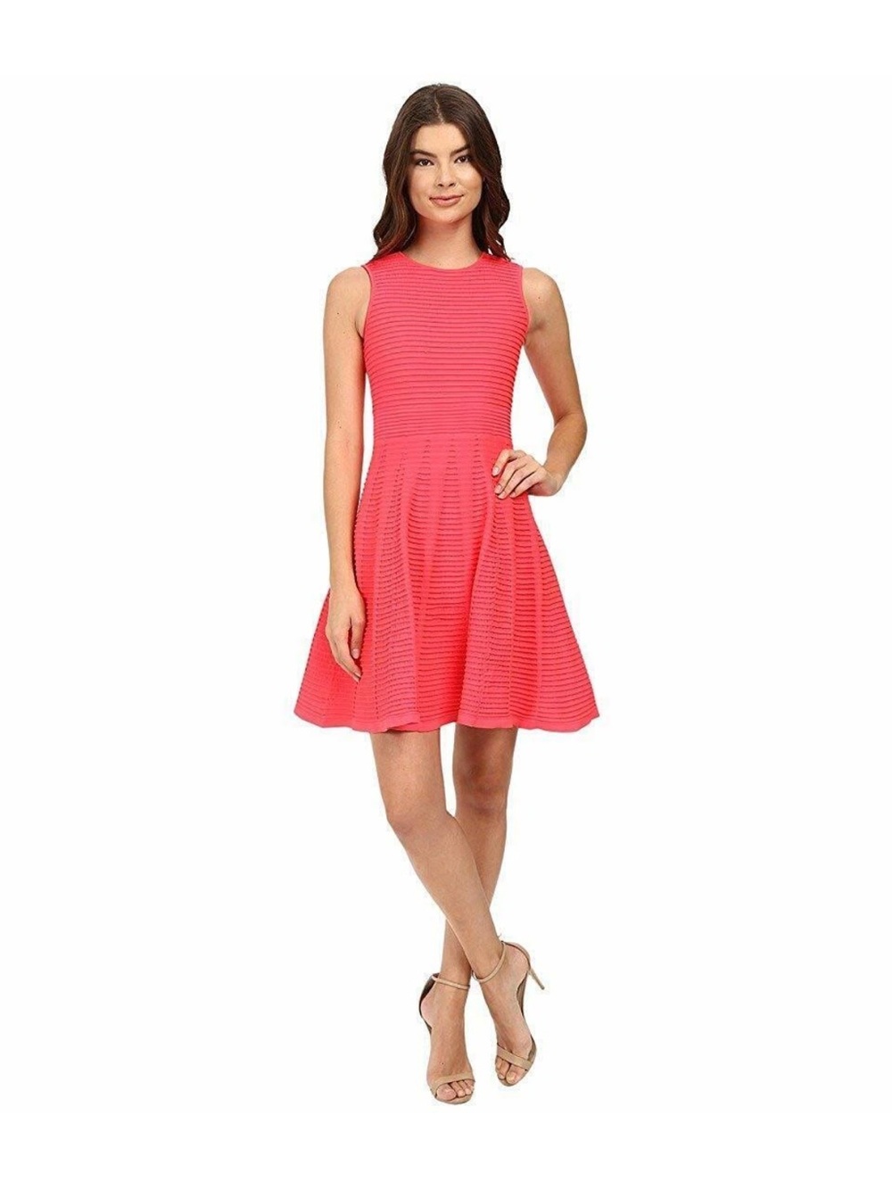 Ted Baker Coral Pink Sleeveless Fit & Flare Mini Dress